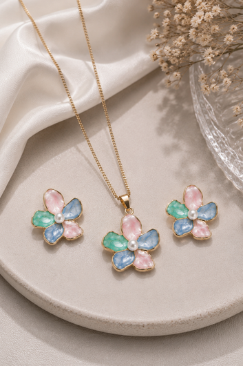 🌸 Pastel Bloom Floral Jewelry Set 🌸
