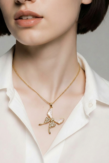 Luxe Butterfly Pendant & Earrings Jewelry Set